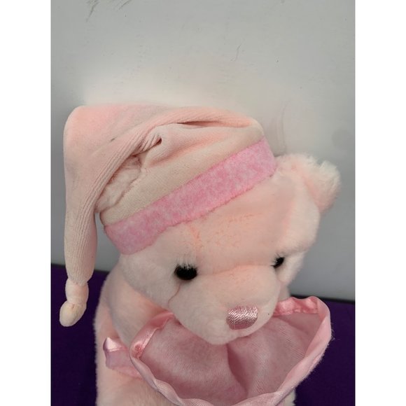 Aurora 9 Inch Pink Teddy Bear Lovie Blanket Baby Girl Embroirded Feet Night Hat - Picture 2 of 11